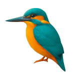 quantumleapwithjoy_kingfisher Bird_mascot_joining Joy's audience through their quantum leap